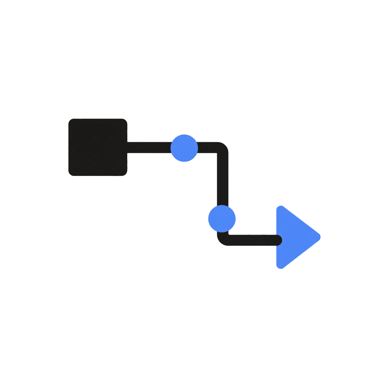 Shipment route mark with two waypoints and an arrow